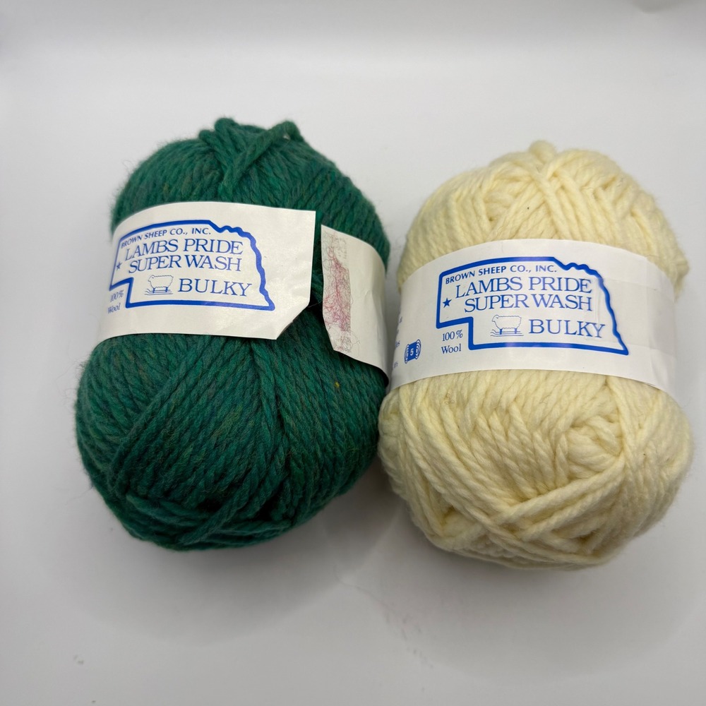 Brown Sheep Lambs Pride Super Wash Bulky Wool Yarn Emerald City Natural 2 Skeins